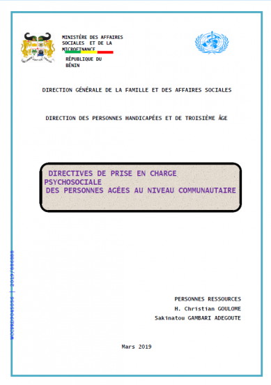 DIRECTIVES DE PRISE EN CHARGE PSYCHOSOCIALE DES PERSONNES AGÉES AU NIVEAU COMMUNAUTAIRE