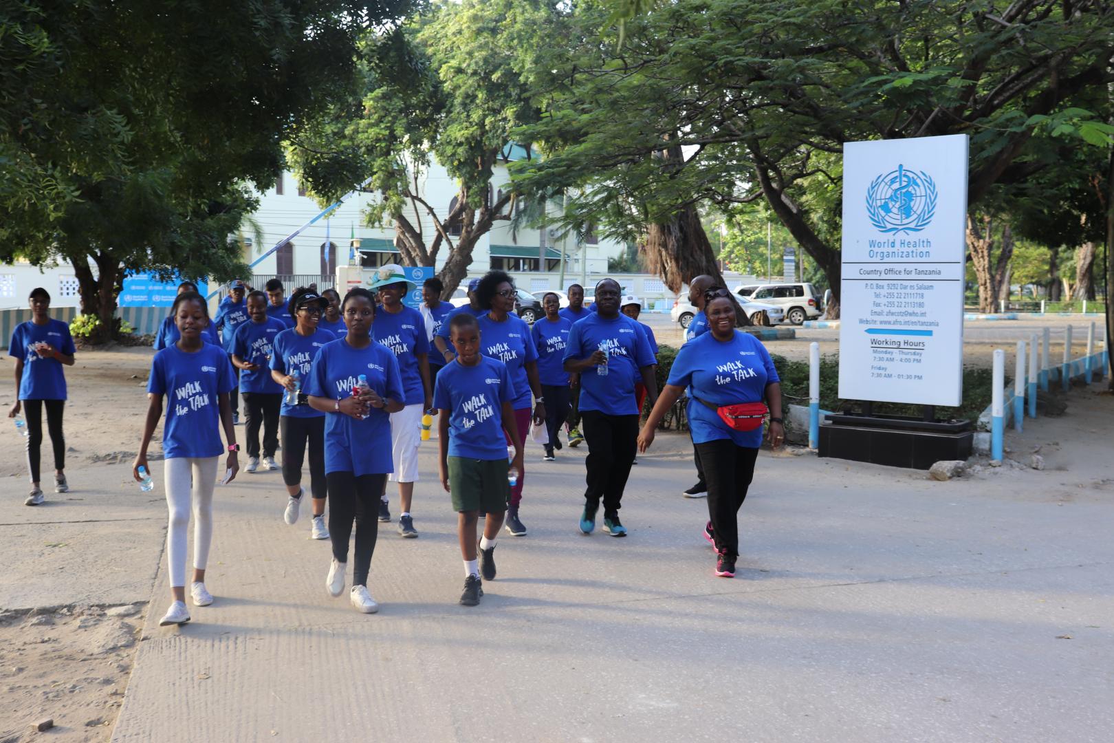 WHO Team starting the walk from the WHO Country Office premises