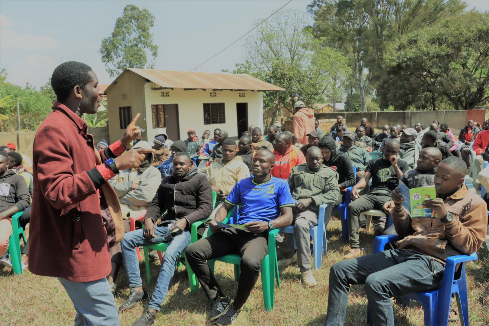 A vaccine champion in Rukwa sensitizing fellow bodaboda (motorcycle) drivers