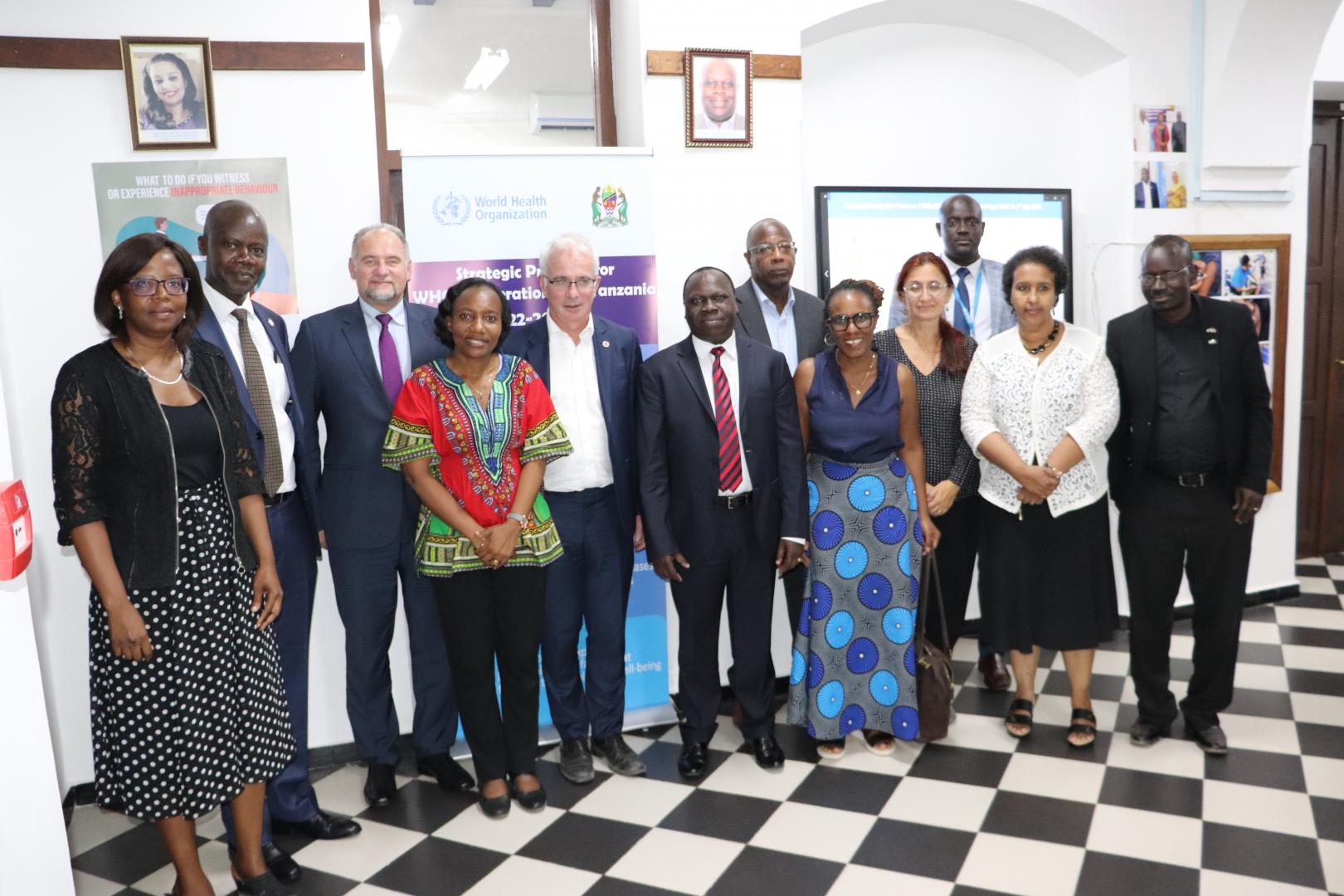 The UN family with the Global Fund delegation at WHO Country Office premises