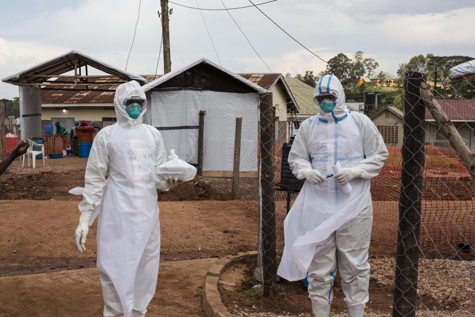 Health Workers in the Mubende Regional Referral Hospital where Ebola cases from Madudu district have been managed