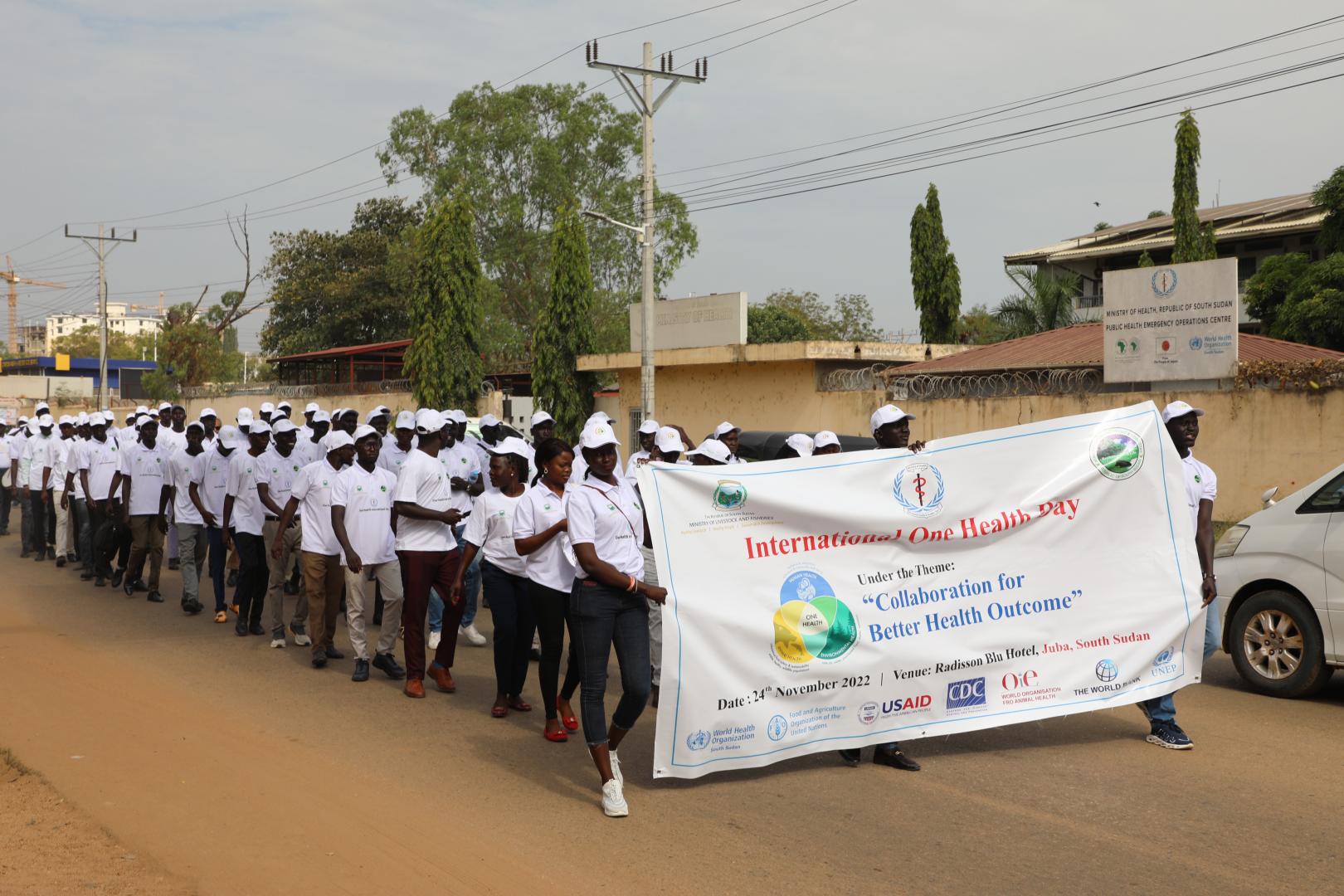 Students from various institutions parading with one health visibility to create awareness