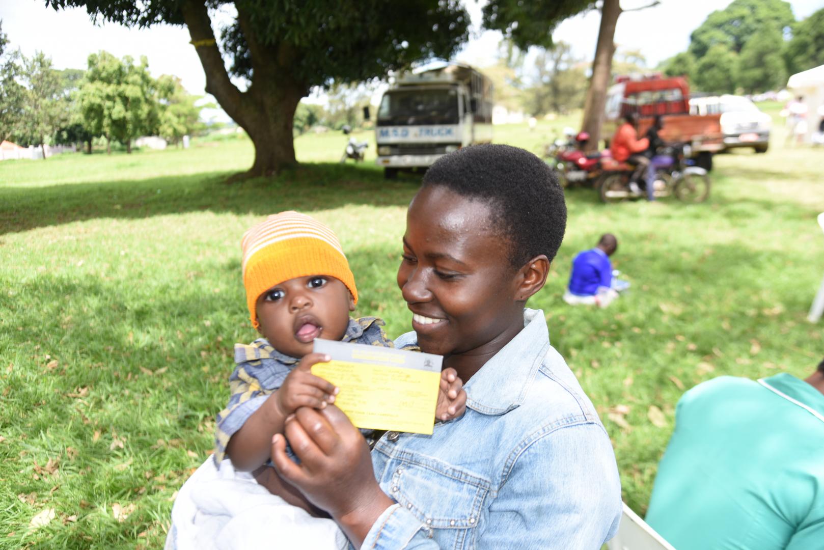 A mother and her child after vaccination