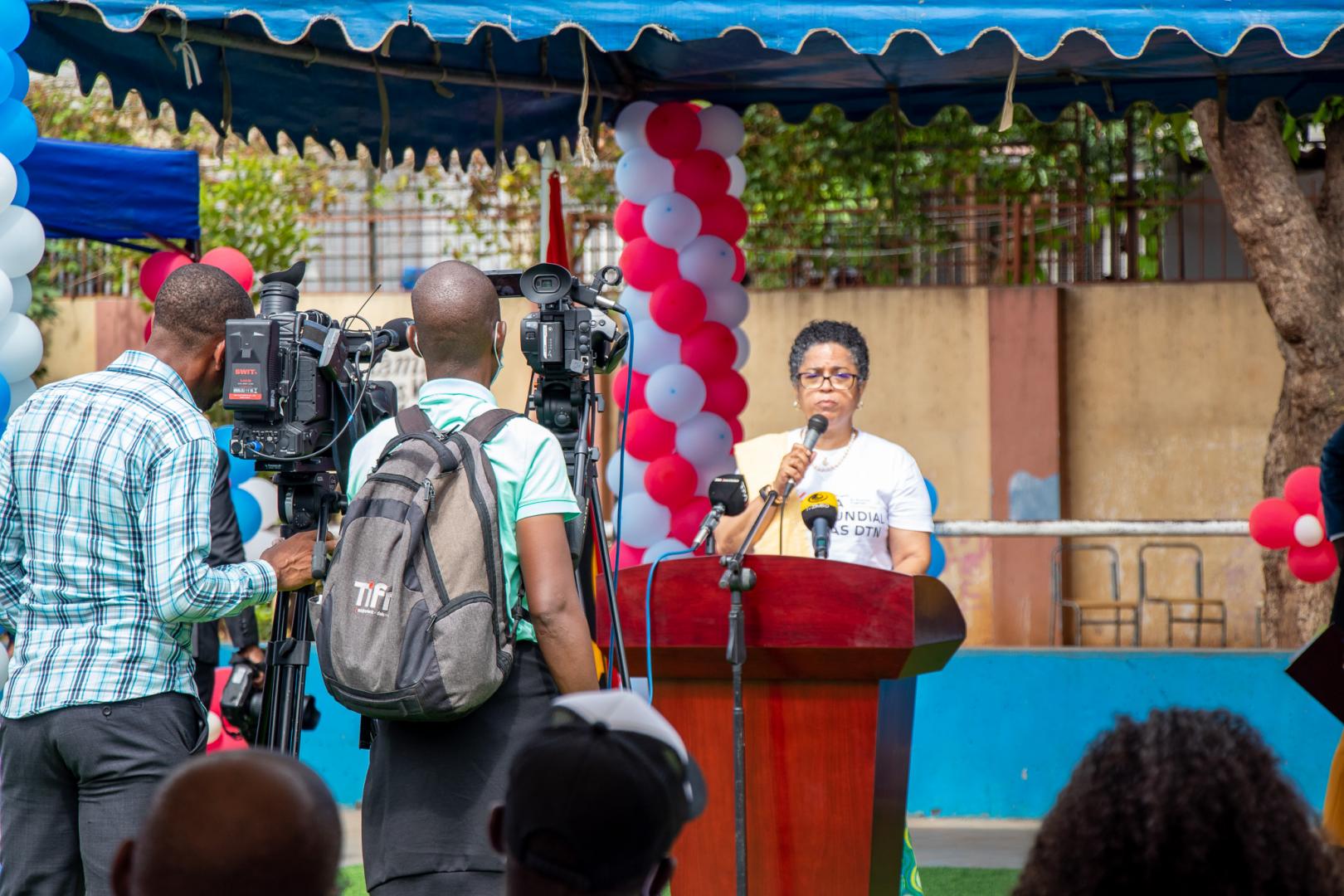 WHO Representative in Angola, giving her speech at the event