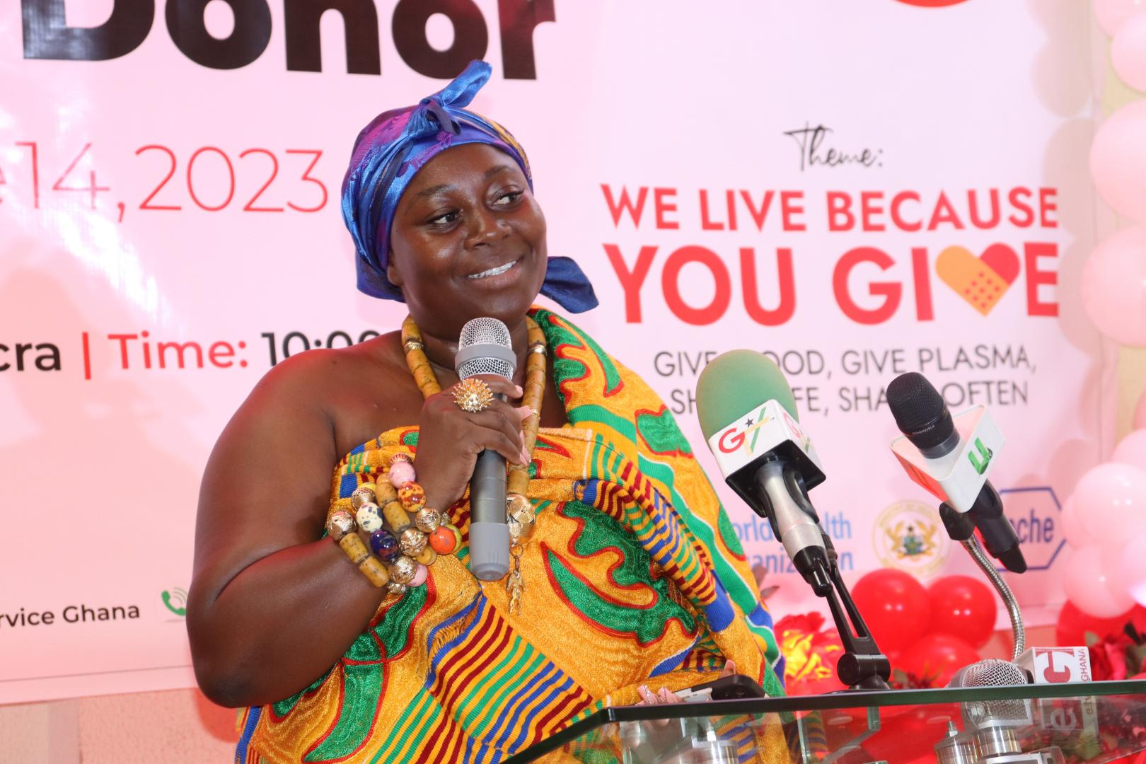 Nana Serwaa Brakatuo speaking at a blood donor recognition event
