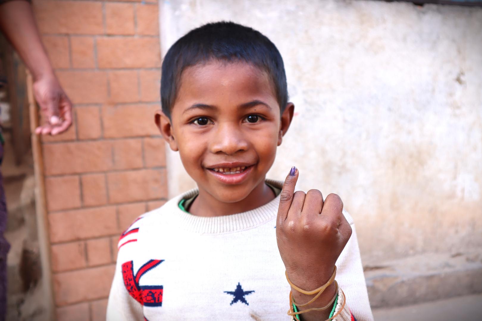 Once children are protected against polio, they are marked on their fingers to confirm their vaccination status