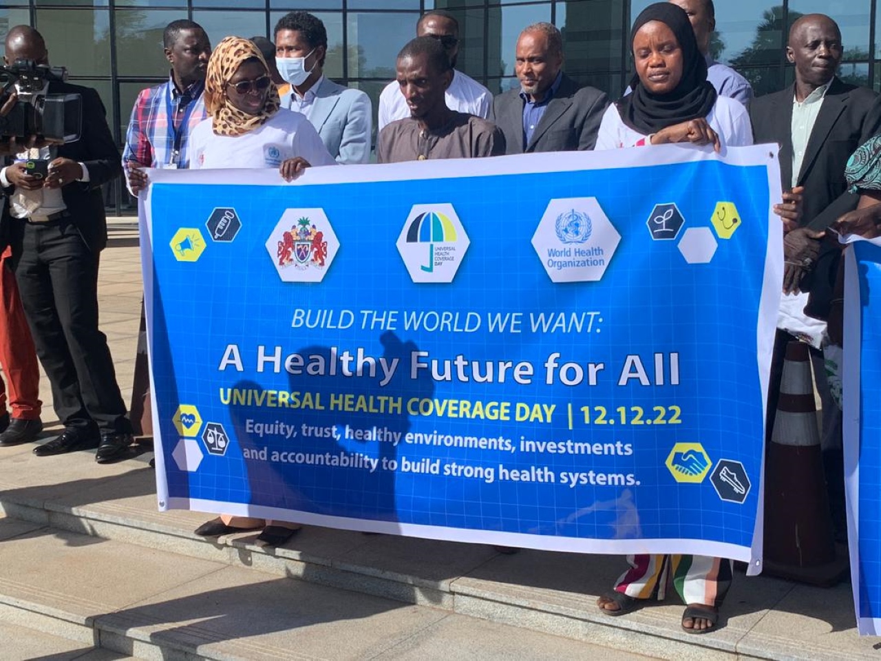 Participants of the UHC march at the the Sir Dawda Kairaba International Conference Center