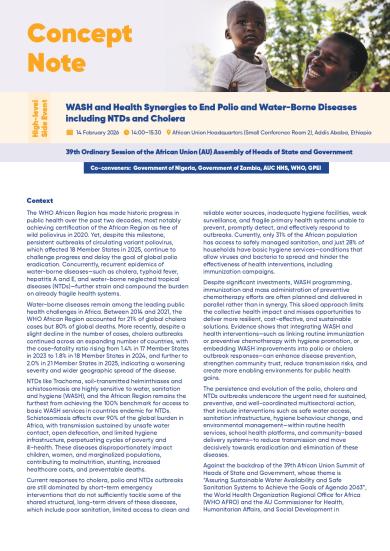 Nota Conceitual Sinergias entre WASH e a saúde para eliminar a poliomielite e as doenças transmitidas pela água, incluindo as DTN e a cólera