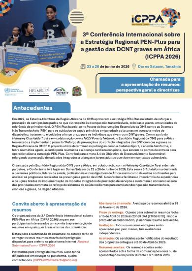 3ª Conferência Internacional sobre a Estratégia Regional PEN-Plus para a gestão das DCNT graves em África (ICPPA 2026)