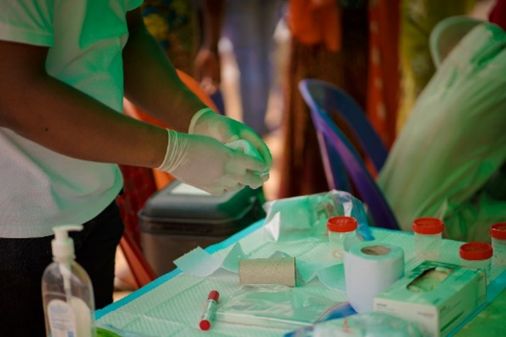 A health worker collecting sputum samples for TB testing in Nasarawa state, Nigeria