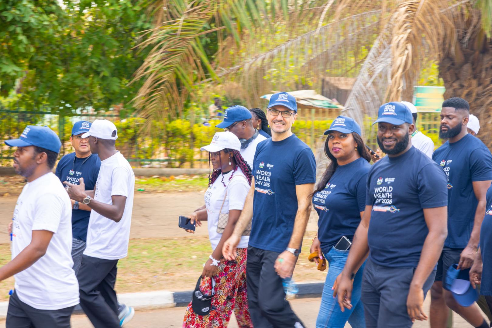 Figure 1WHO Nigeria Country Representative joins staff, colleagues from FMOH &SW on a commemorative walk to celebrate 20206 World Health Day in Abuja