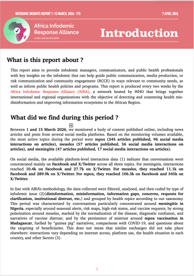 AIRA Infodemic Insights Report, 1–15 March 2026