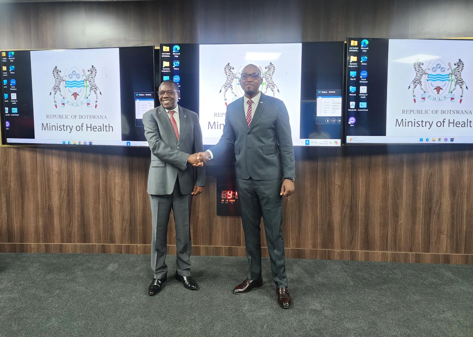 Dr Fabian Ndenzako and Hon. Minister Dr. Stephen Modise