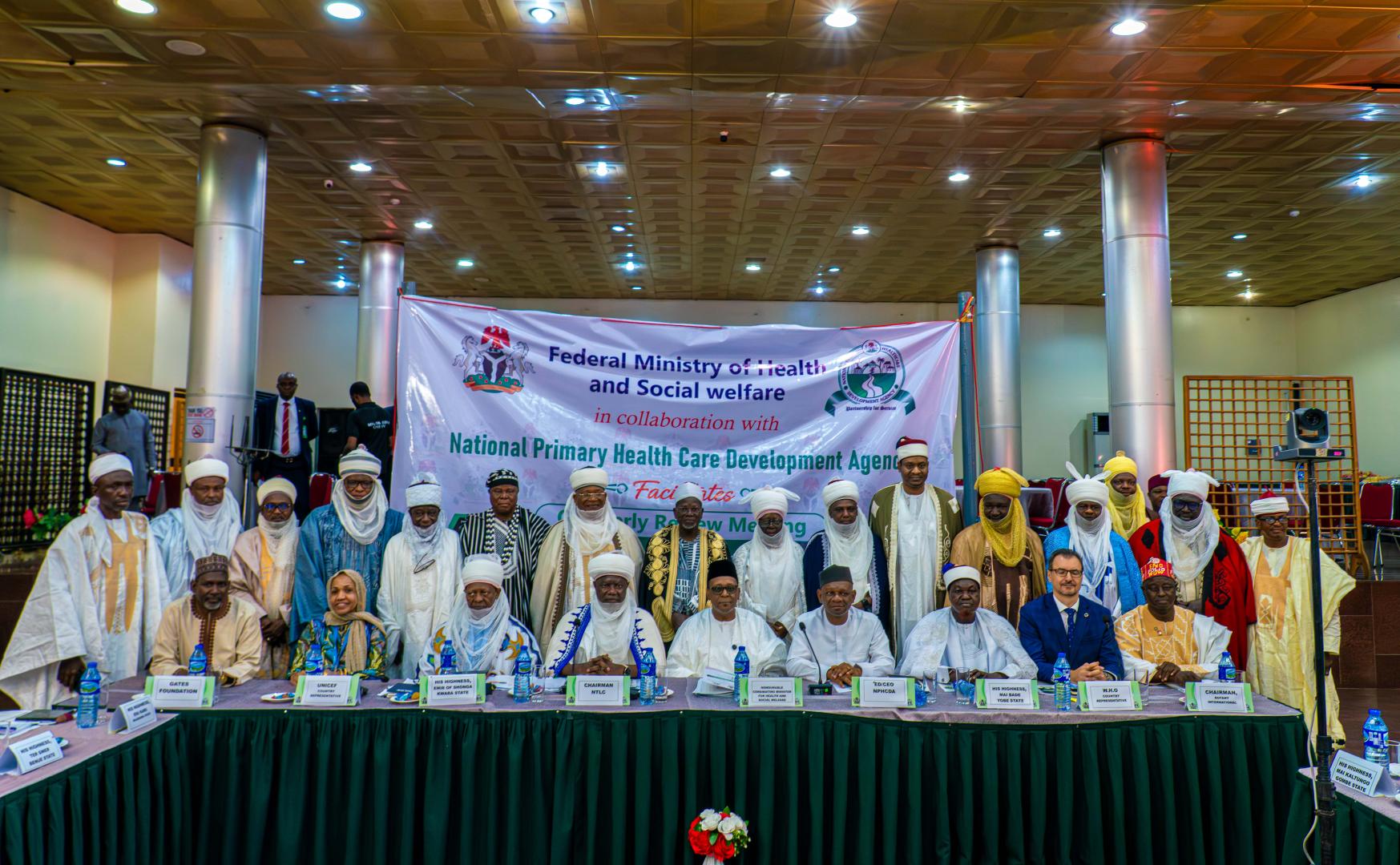 WR, HMOHSW, ED NPHCDA with Traditional Leaders at the Northern Traditional Leaders Committee on Polio eradication and Primary Healthcare meeting in Abuja  