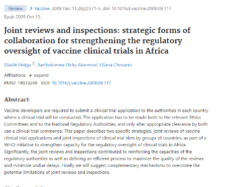 Joint reviews and inspections: strategic forms of collaboration for strengthening the regulatory oversight of vaccine clinical trials in Africa