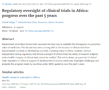 Regulatory oversight of clinical trials in Africa