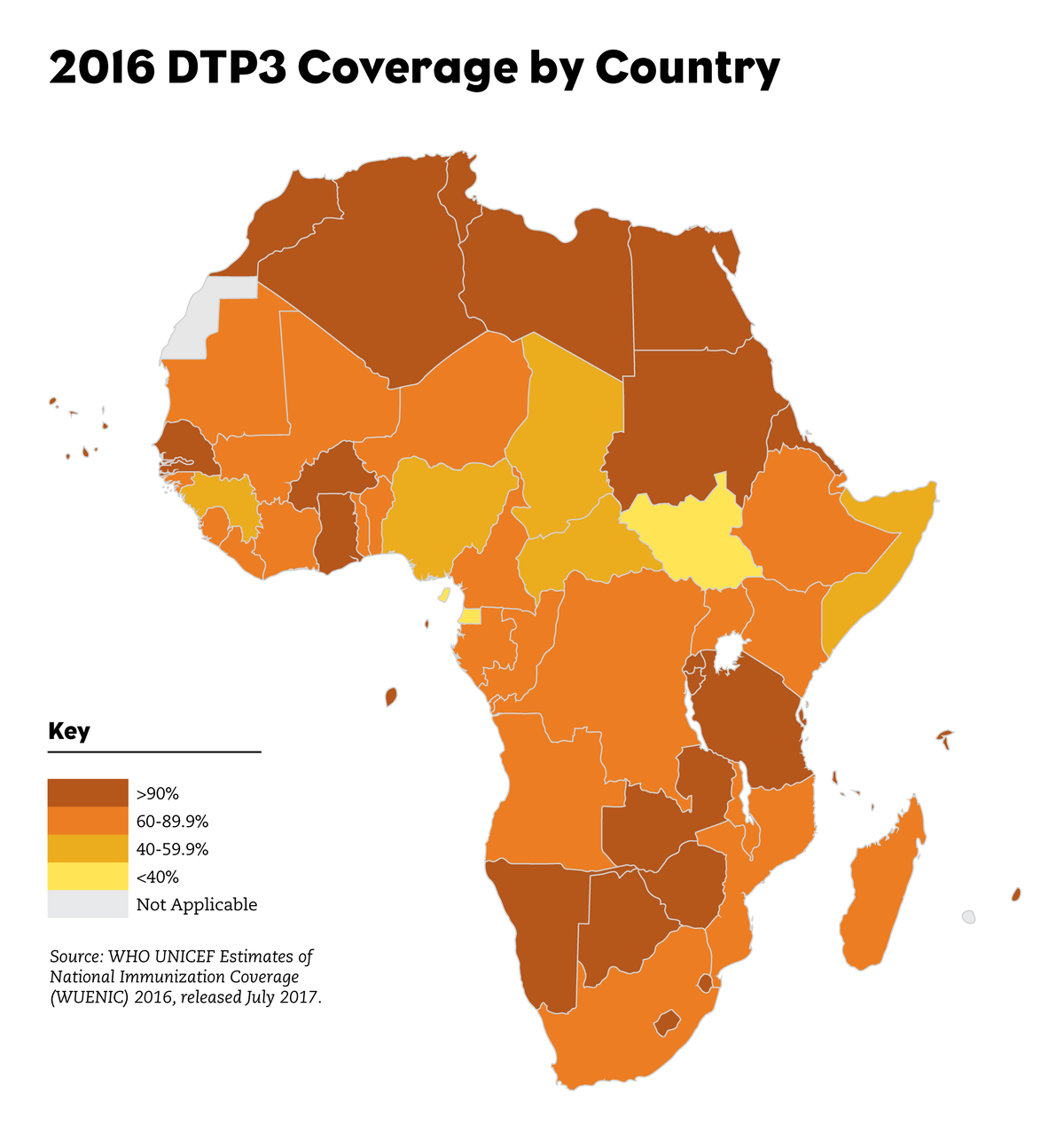 2016 DTP3 Coverage - Africa