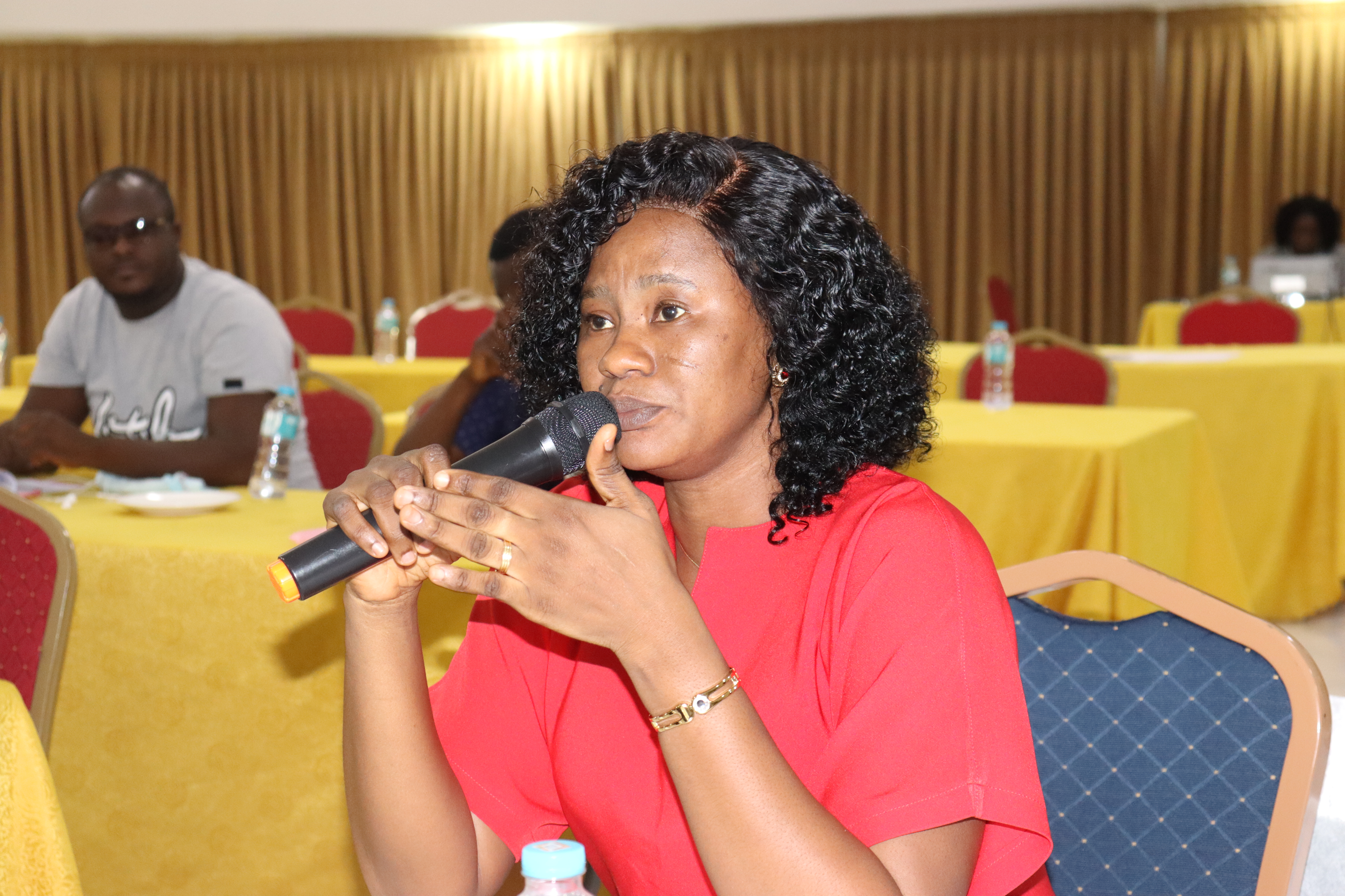 Dr Helena Alabono, a Family Physician at the Sunyani Municipal Hospital contributing to a discussion on palliative care