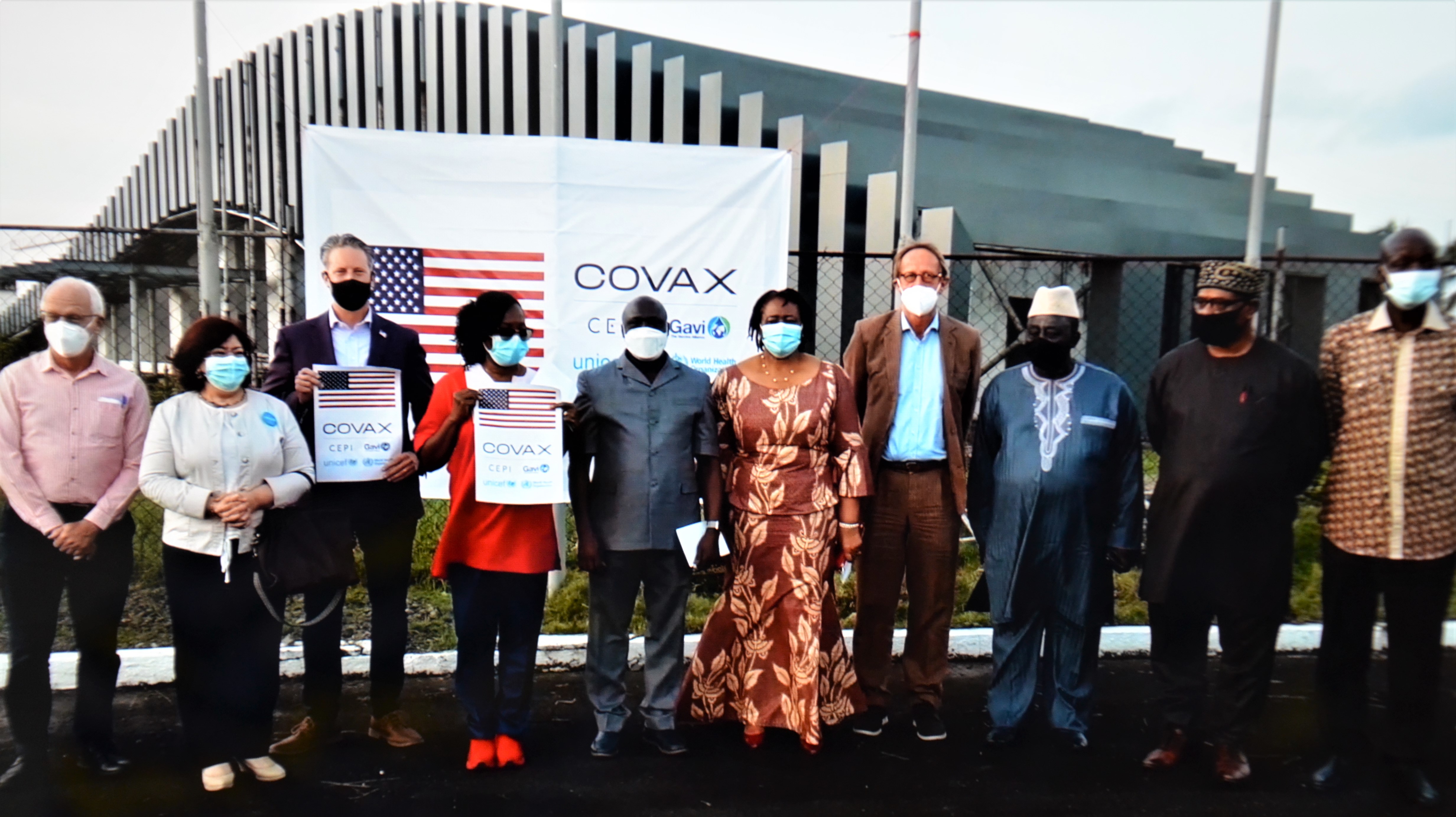 Key stakeholders during the arrival of the J&J Covid-19 vaccine in Liberia