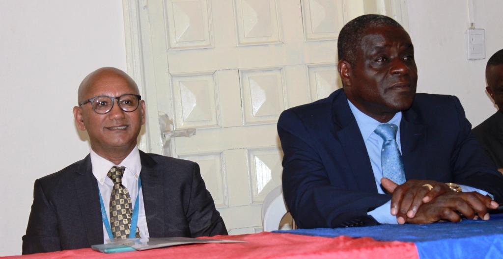 Dr. Mesfin G. Zbelo, WHO-Liberia Acting Representative, Senator(Dr.)Peter S. Coleman, Chairperson,Liberia Senate Health Committee at the 10Th Annual National Health Review Conference in Monrovia   