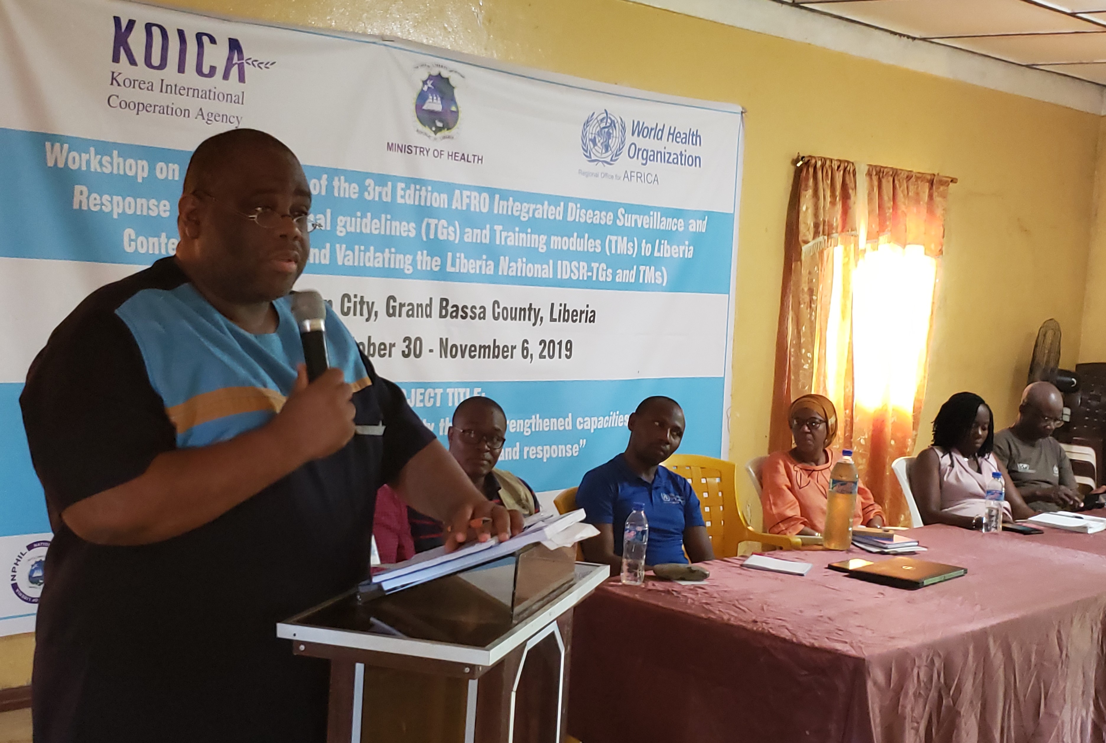 Dr. Mosoka Fallah, Acting Director General making remarks during the opening of the workshop in Buchanan