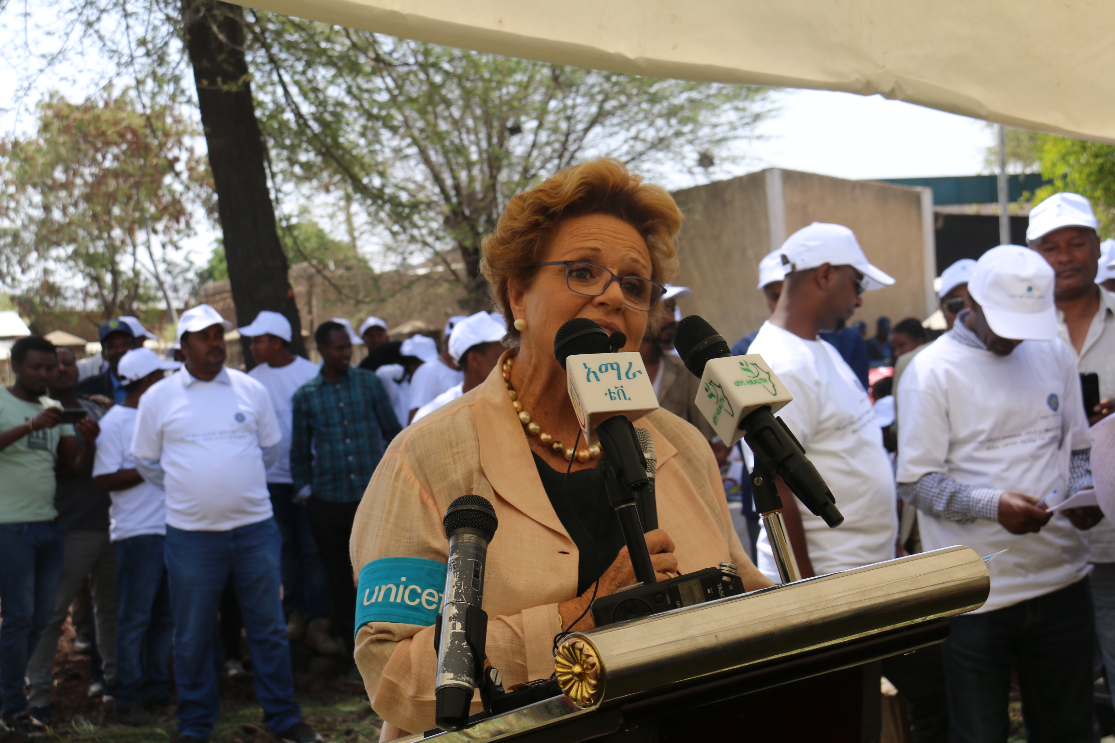 Gillian Mellsop, UNICEF Representative in Ethiopia delivering speech during MCV2 launching in Ethiopia