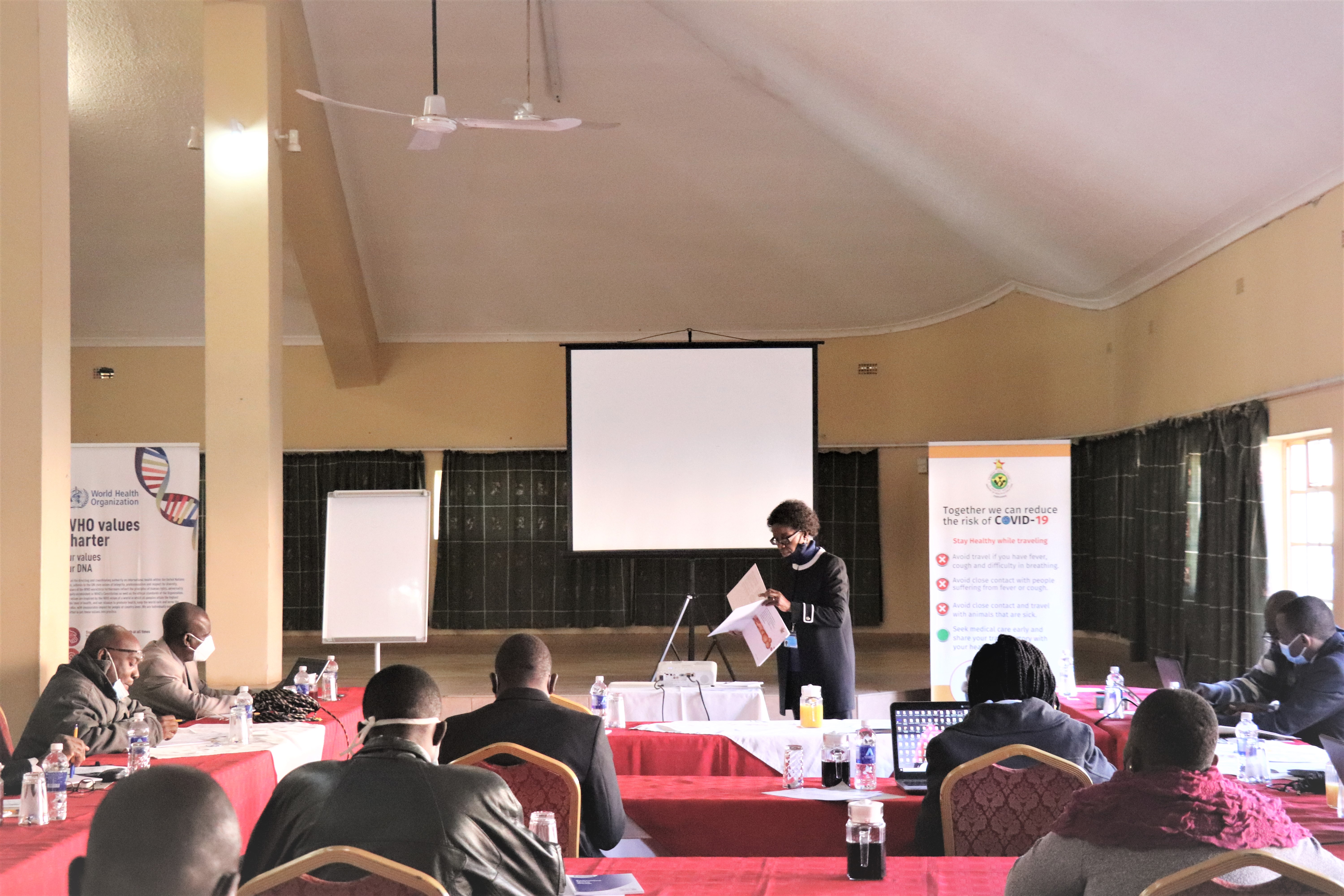 Chief Coordinator of COVID-19 Task Force in Zimbabwe, Dr Agnes Mahomva giving her opening remarks 