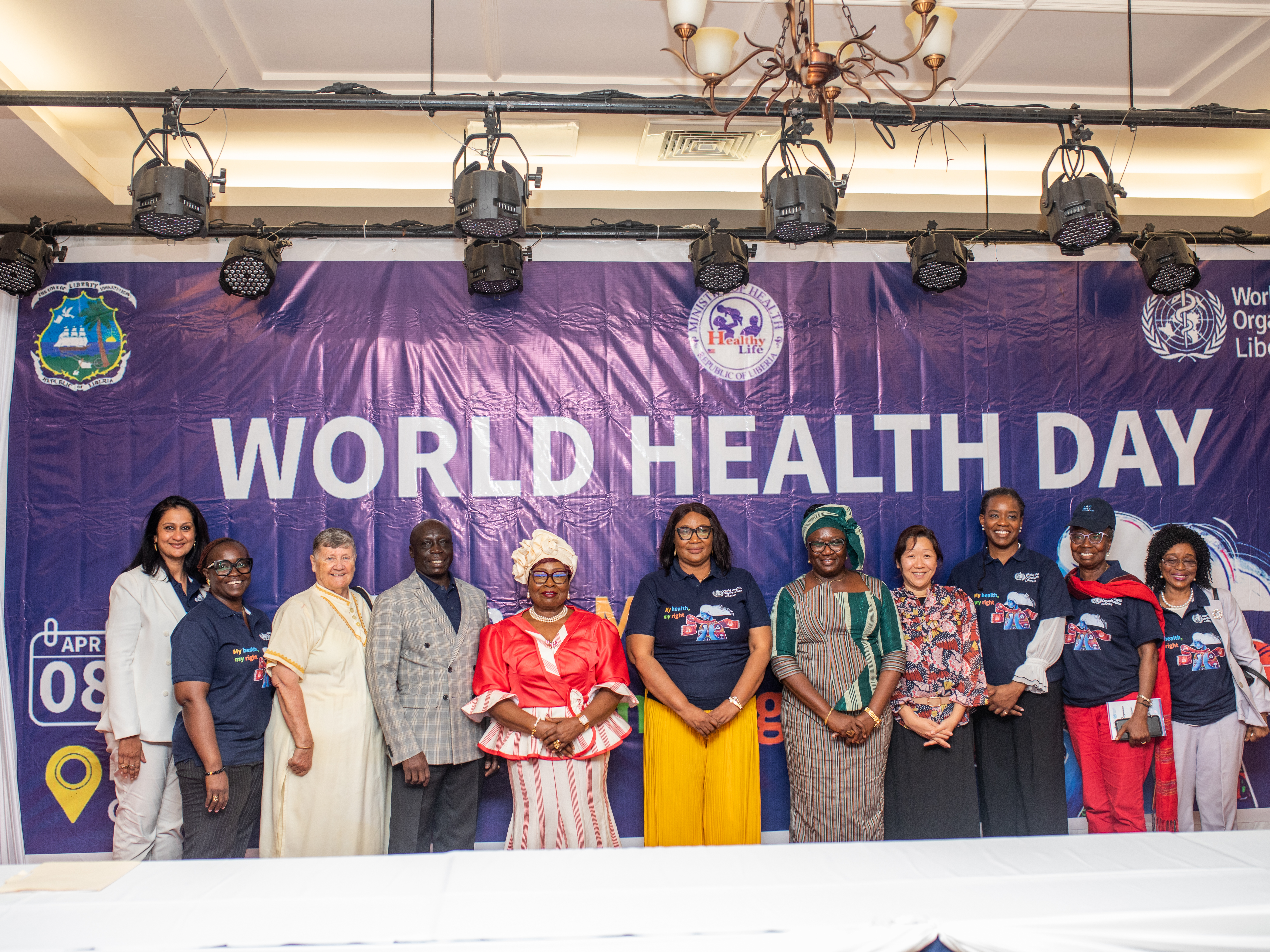 The First Lady of the Republic of Liberia, Madam Kartumu Y. Boakai, with the Minister of Health , WHO Rep and Health Partners during the WHD Commemoration