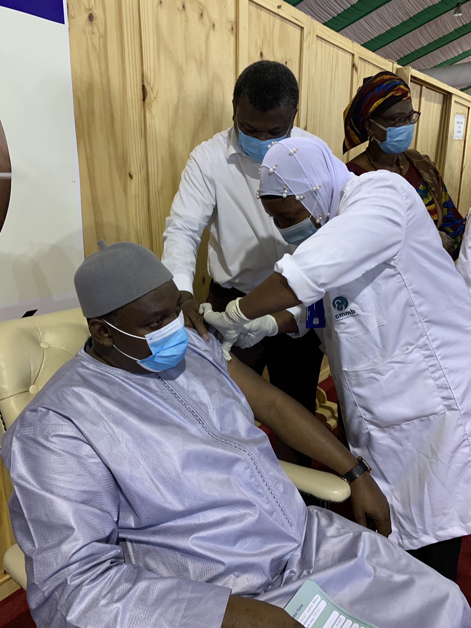 H.E. Adama Barrow receives the COVAX vaccinne