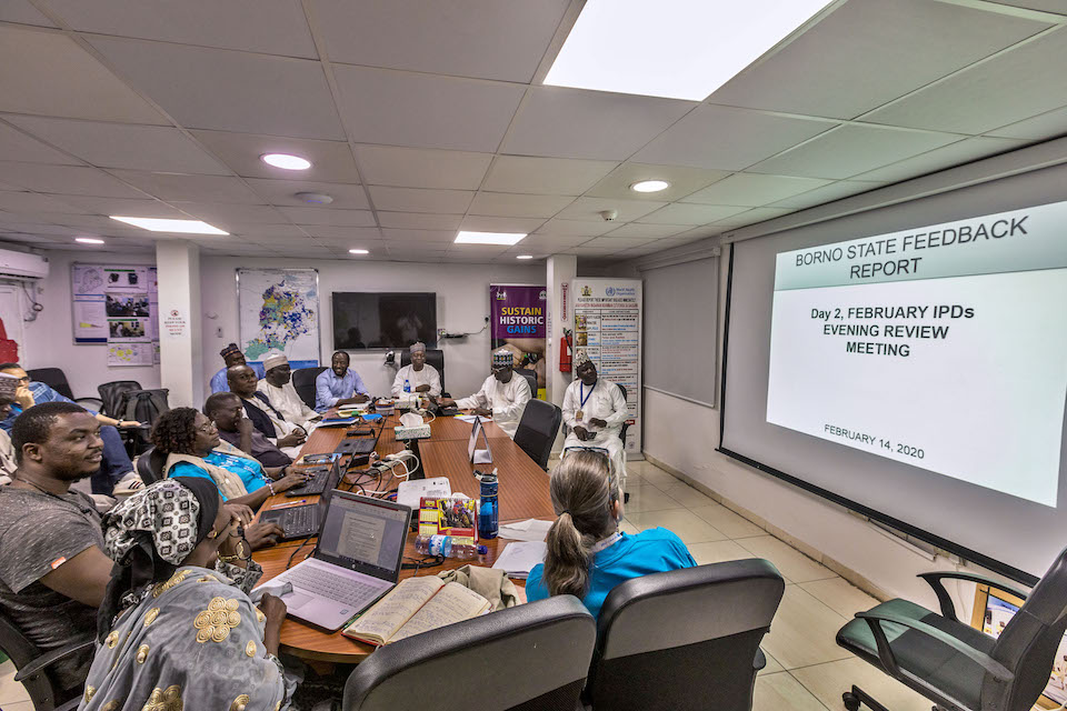 An emergency operations centre meeting to discuss the coordinated polio response in Borno State, Nigeria ©WHO/Andrew Esiebo