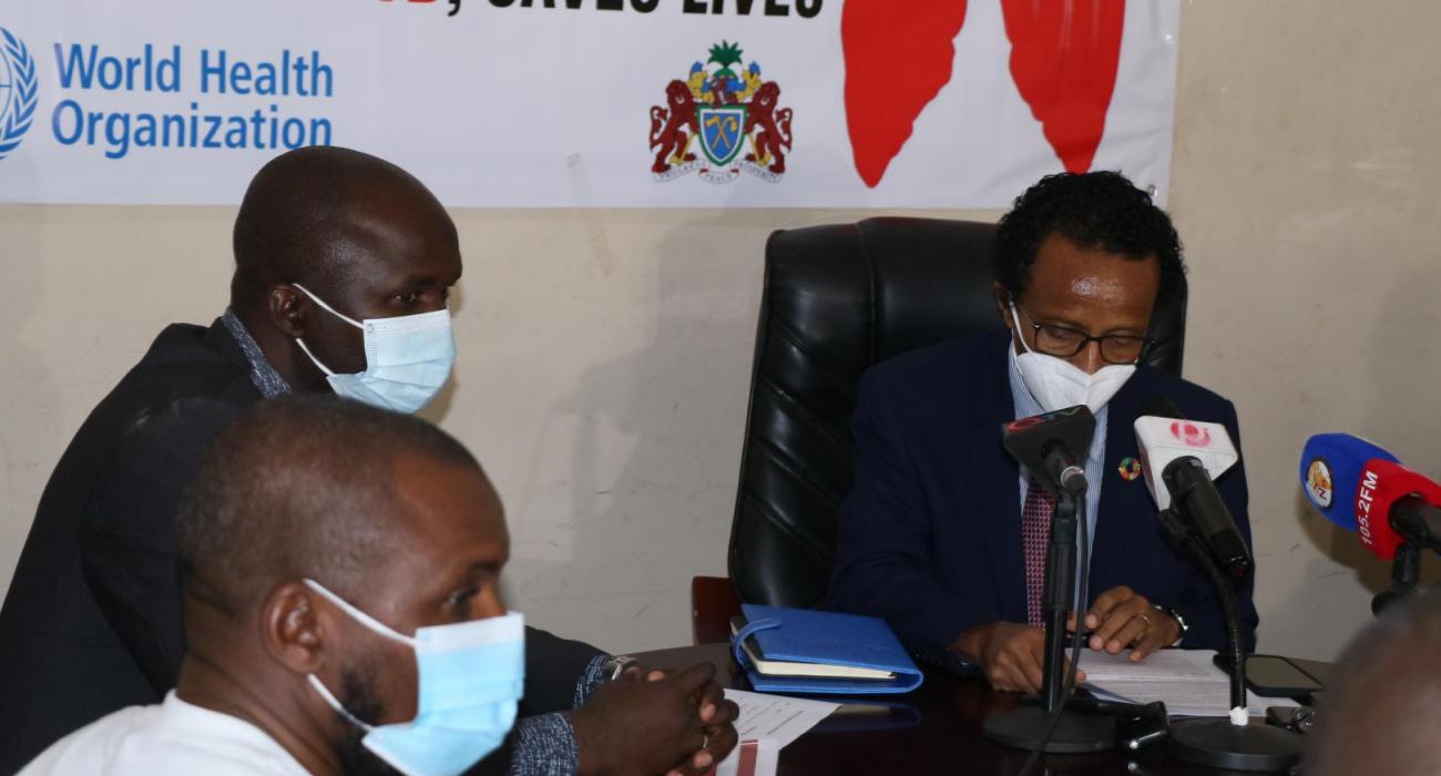 WHO Represntative, Dr. Desta Tiruneh making a statement at the Press Briefing