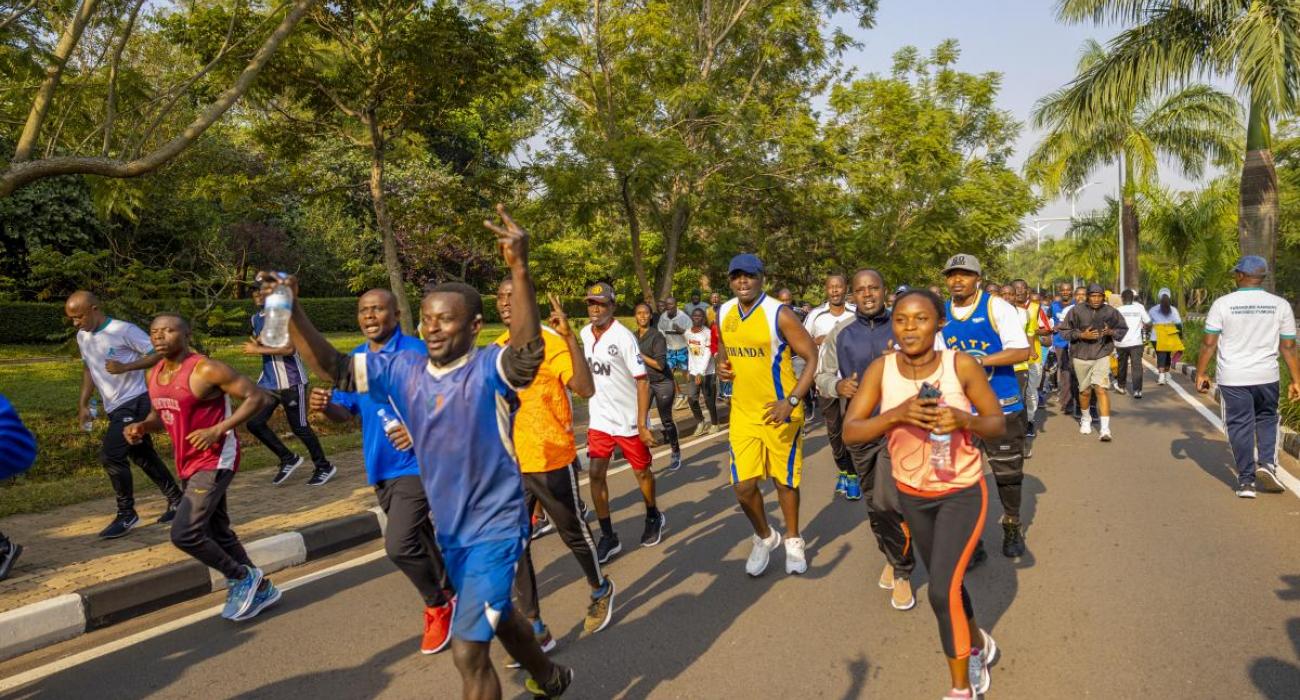 Kigali residents running a 5km route