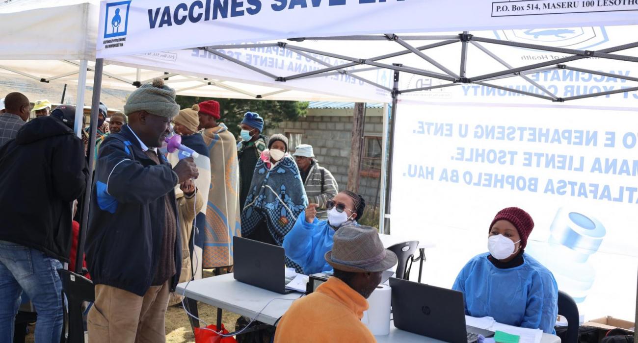 Community members receiving free medical screening during the launch of Integrated Health Service Programme in Thaba Tseka District, Lesotho