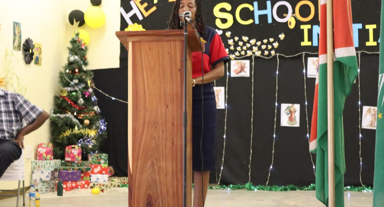 Mrs Regina Diergaardt, School Principal of the Gobabis Primary School sharing her story on how her school became a Platinum Health Promoting School