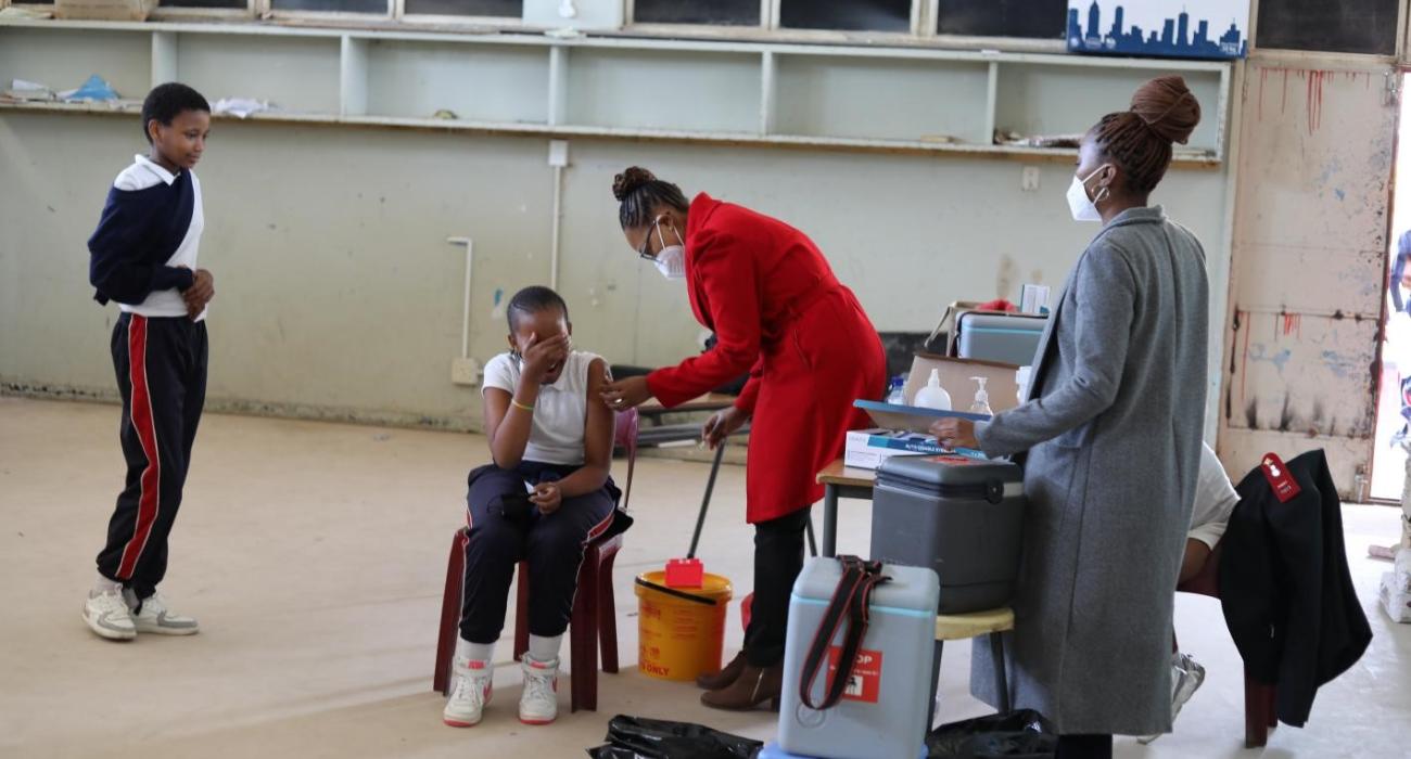Vaccination Campaign teams administering the vaccine to school children around Mbabane