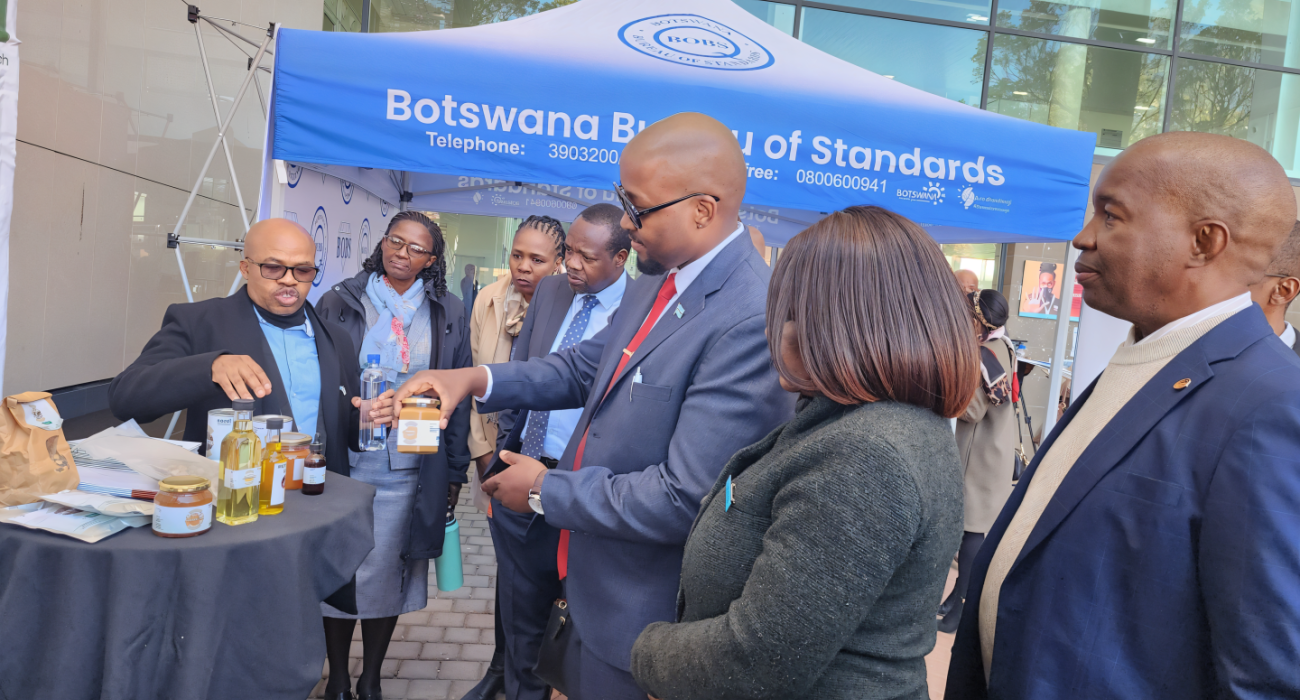 Minister of health, Dr. Stephen Modise and heads of agencies tour the food stalls during World Food Safety Day