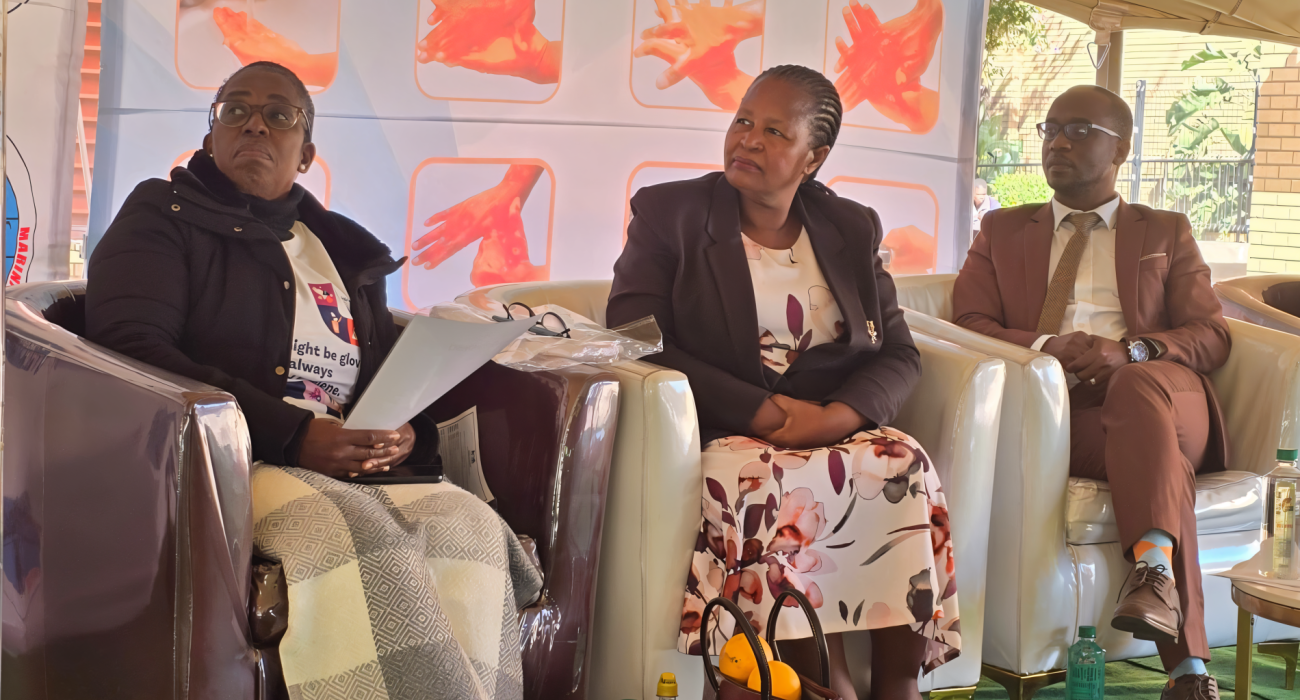 In the middle; WHO Botswana Technical Officer, Boingotlo Ramontshonyana next to PMH Superintendent Dr Machacha (right)