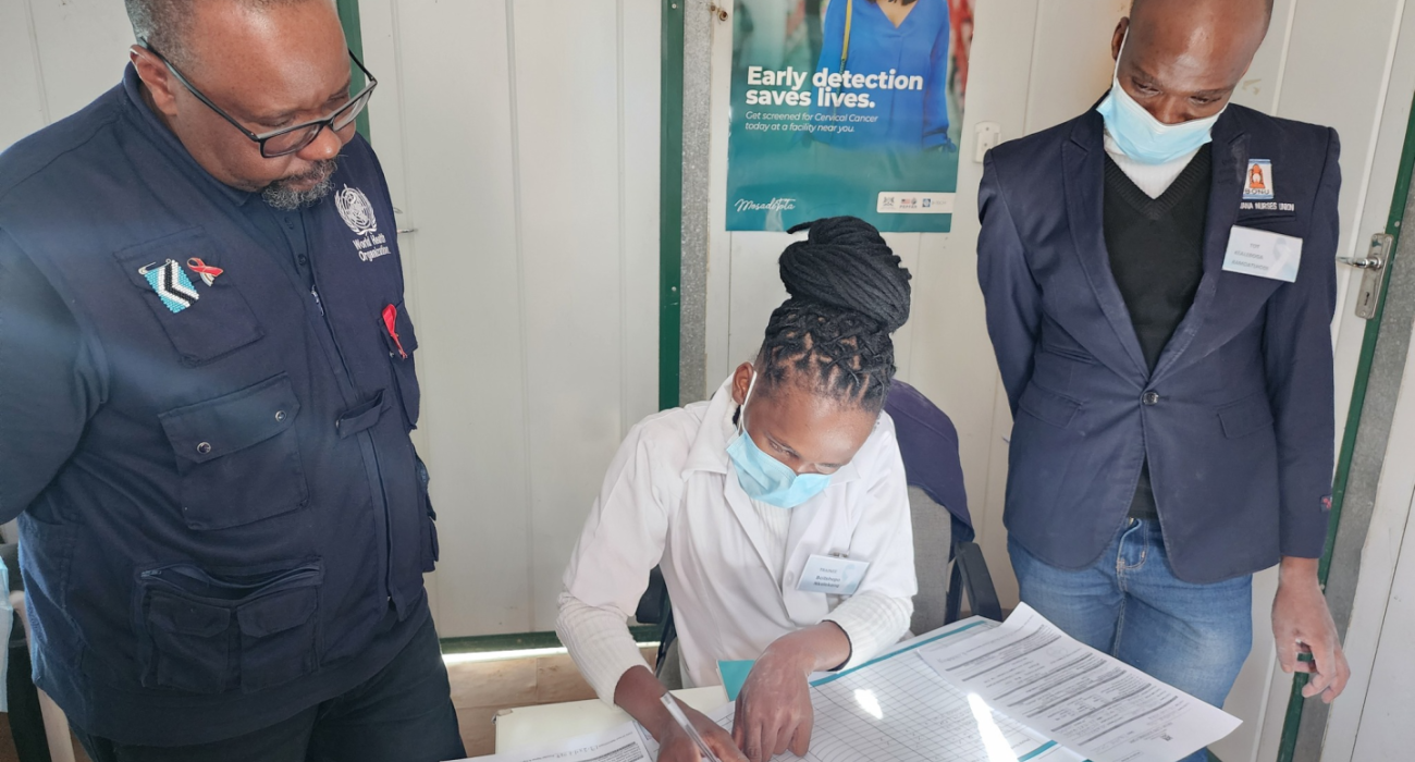 From left; WHO Botswana focal person, Dr. Tebogo Madidimalo with a trainee and ToT