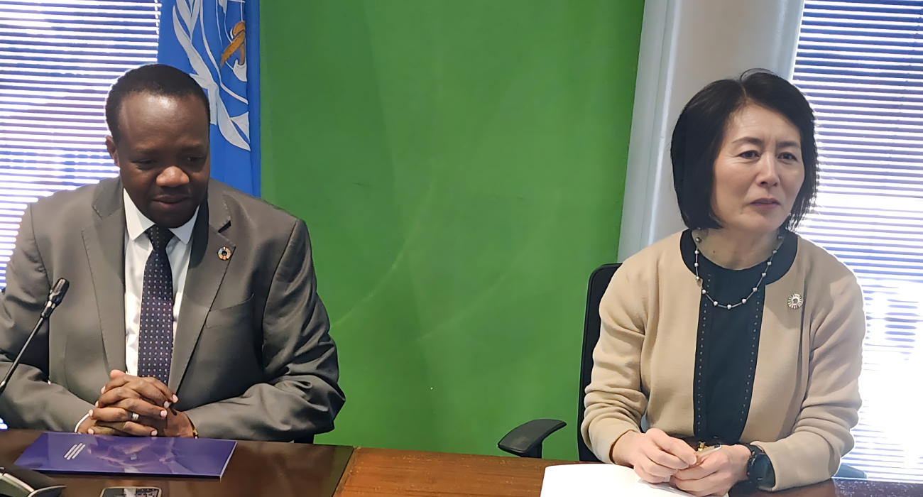 WHO Representative Dr. Fabian Ndezako engaging with Ms. Wenyan Yang, the new UN Resident Coordinator in Botswana