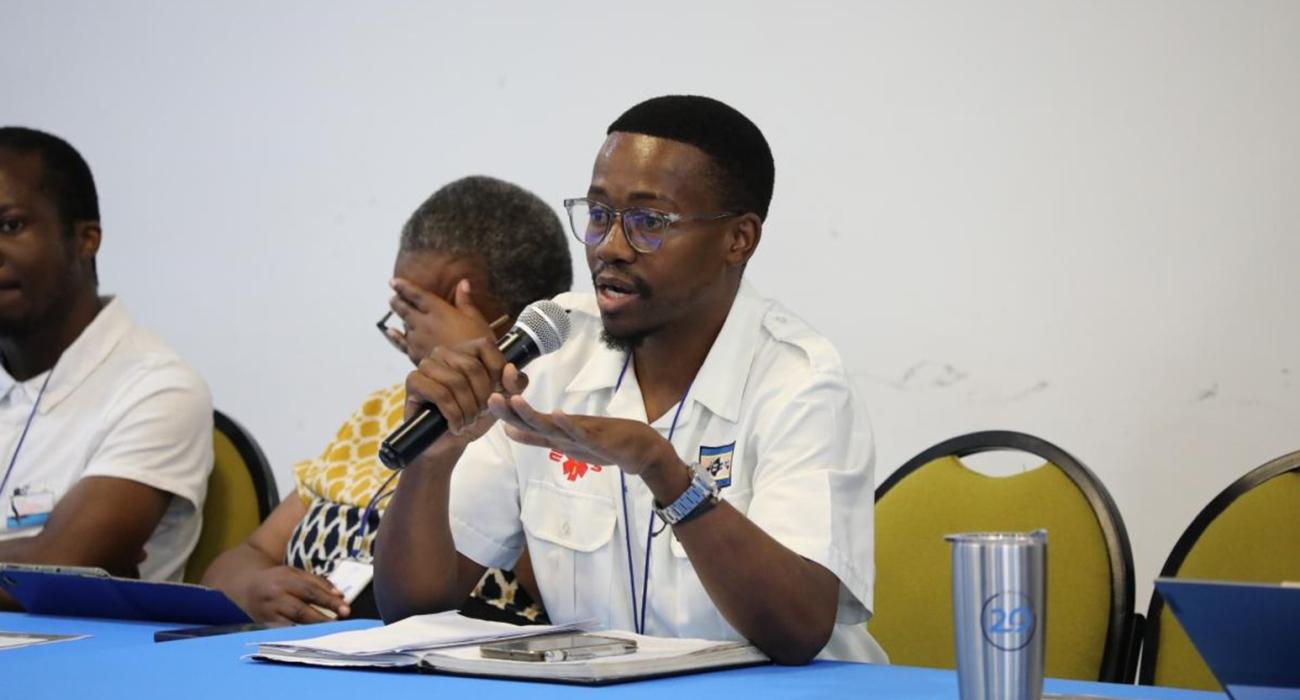A participant engaging in discussion during the event
