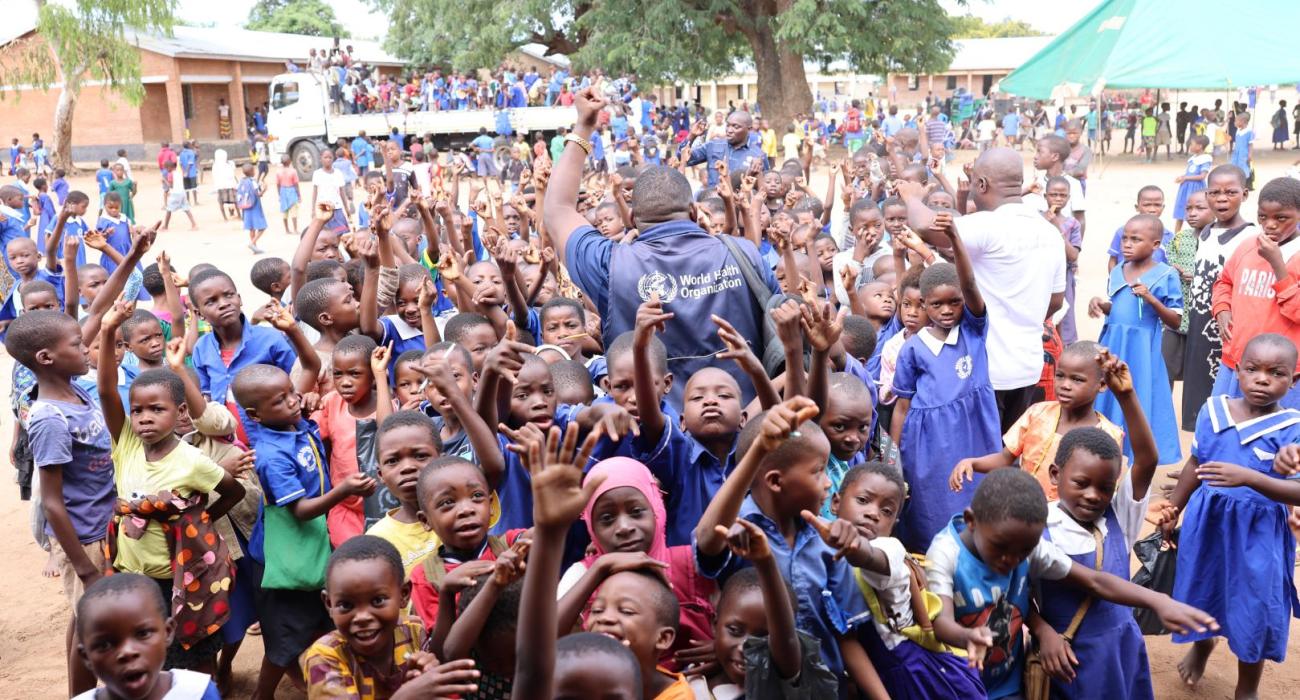 Excited for the Polio vaccine, Makawa Primary School students