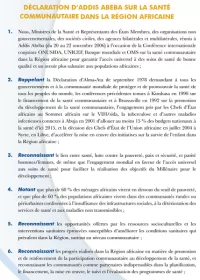 Déclaration d'Addis Abéba sur la Santé Communautaire dans la Région Africaine, 20-22 Novembre 2006