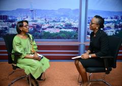 Dr Moeti at the Channels TV studios