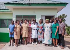 Dr Moeti with staff of Ayikuma CHPS