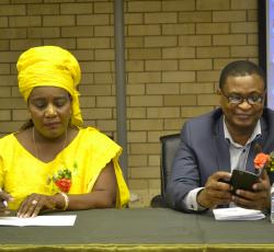 02 Mr Axel Tibinyane  acting Deputy Permanent Secretary  and Dr Helena Andjaba Psychiatrist a the Mental Health Centre during the public lecture on Mental Health in the workplace.jpg 1