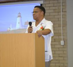 Dr Dave Uirab, Medical Superintendent at the Windhoek Central Hospital delivering his welcoming remarks at the public lecture