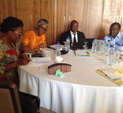 (De la gauche vers la droite) Prof Vovor Afoéfa, MSPS - Dr Lucile Imboua, OMS Togo - Dr Patrick Kaboré et Dr Francis Kasolo OMS-Afro