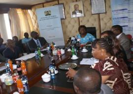 WHO team meet with Hon. Mugo (centre) at her offices