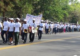 The march past on World Malaria Day