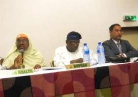 (L-R) Dr Shamaki, Professor Lambo and Dr Vaz at the stakeholders meeting in Abuja